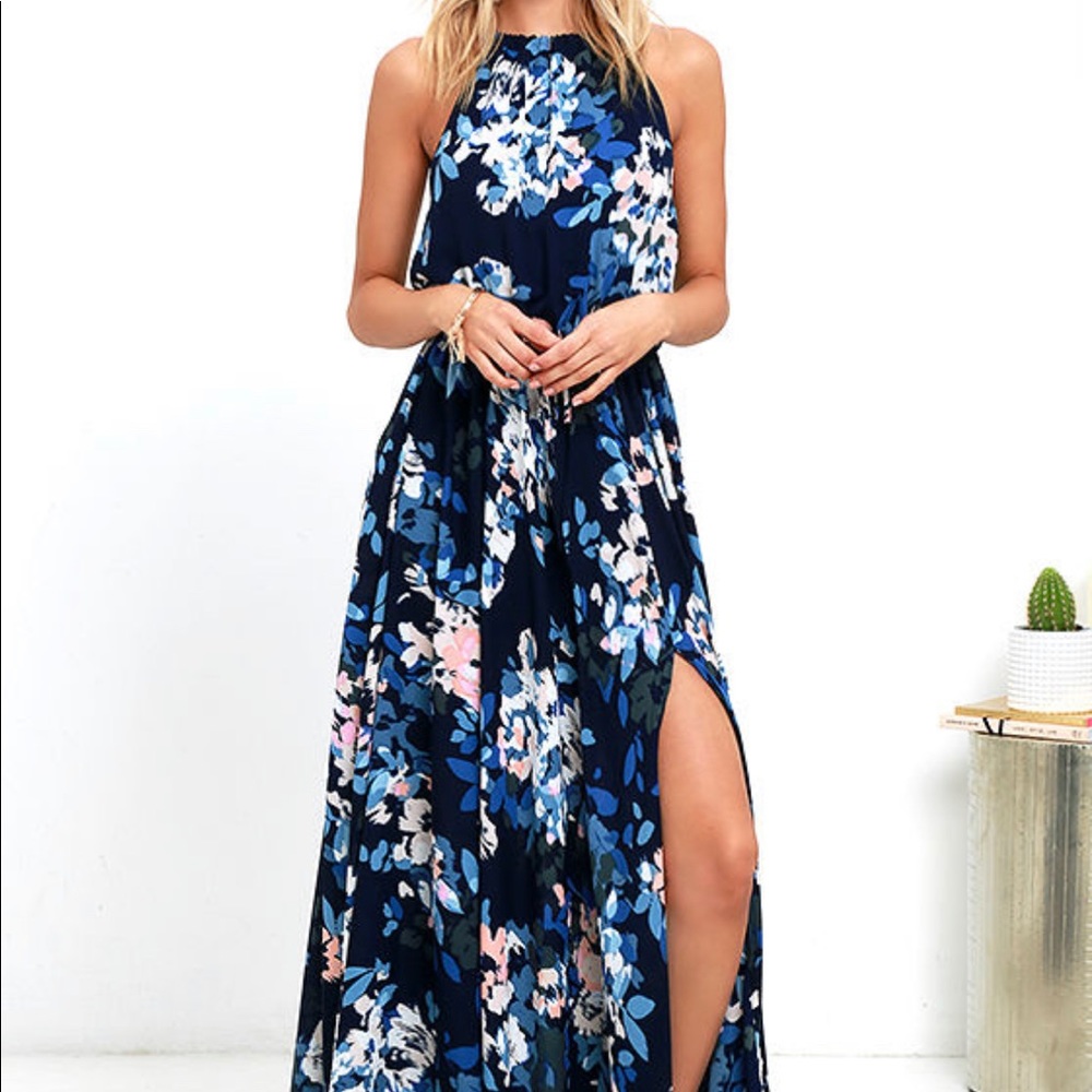 Lulu’s Sweet Love Blue Print Maxi